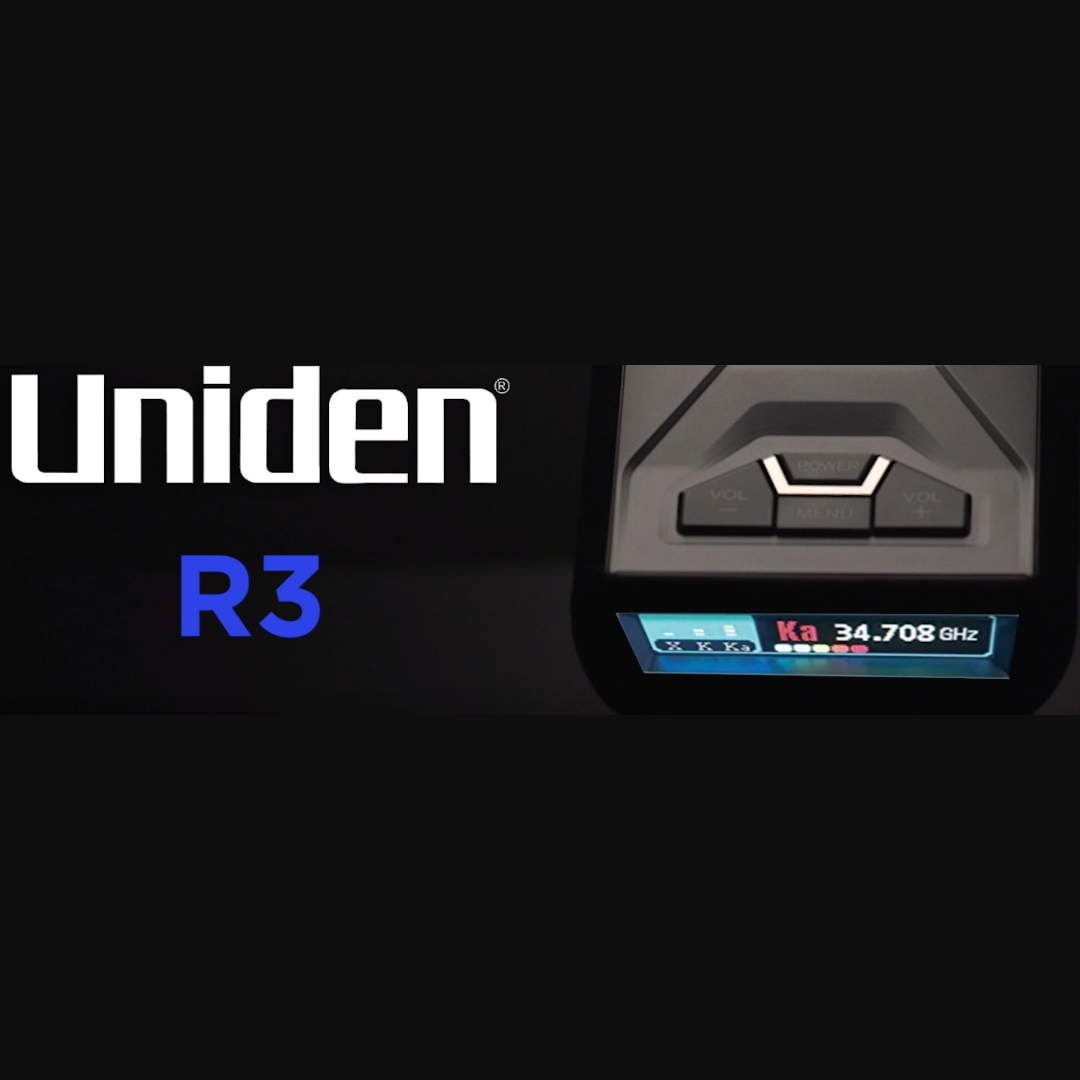 Uniden R3 radar detector 30 second video showcasing full product view highlighting main buttons and key features