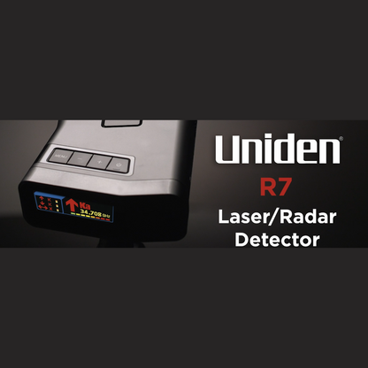 Uniden R7 radar detector features video thumbnail highlighting performance and advanced technology