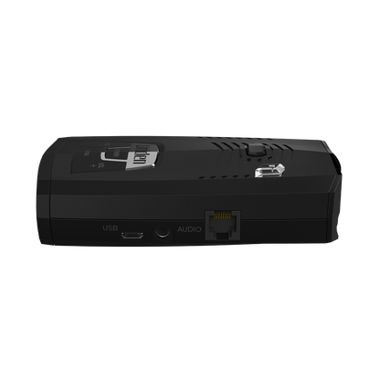 Top angled right-side view of Uniden R4w showing device shape and design