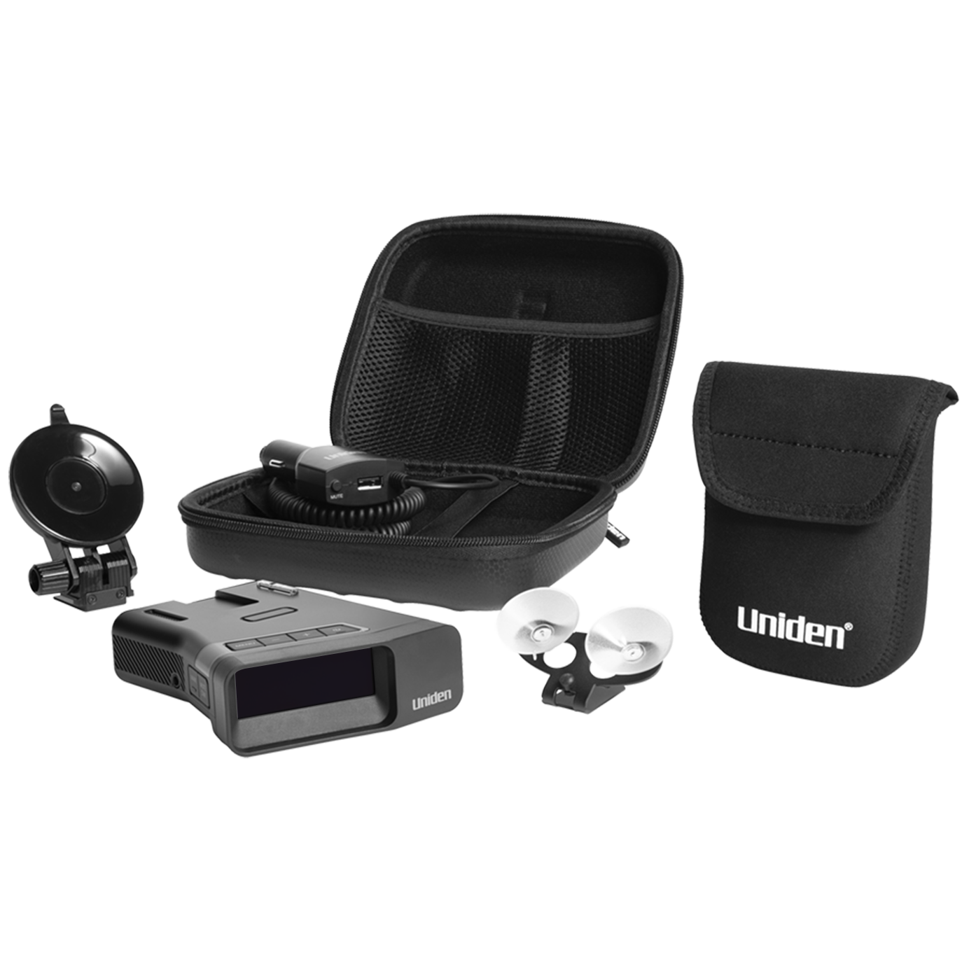 Uniden R7 radar detector in box contents with accessories included