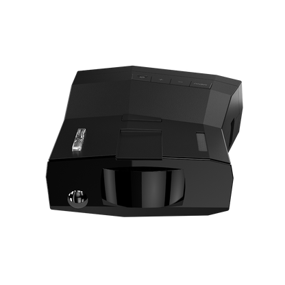 Uniden R8W radar detector back view with top control buttons visible