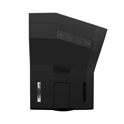 Uniden R8W radar detector top-down view showing full layout and design